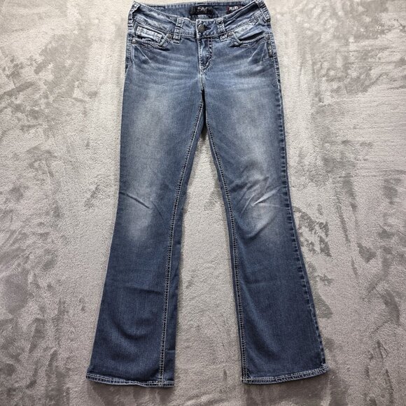 Silver Jeans Suki Mid Boot Jeans Womens 28 Blue Fluid Denim Stretch Bootcut - Picture 1 of 11